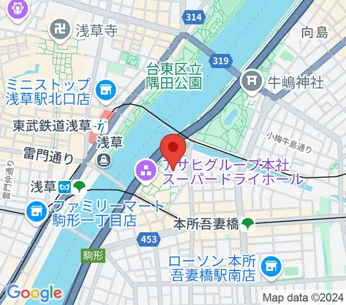 すみだリバーサイドホールの地図