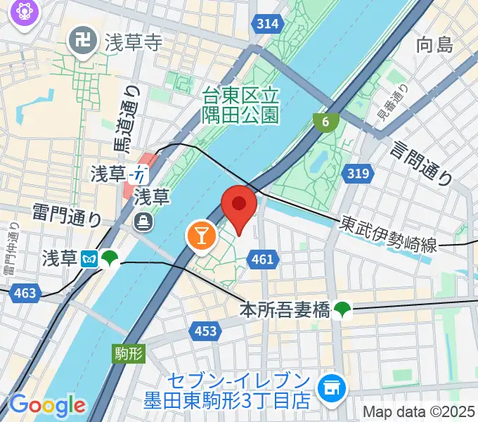 すみだリバーサイドホールの地図