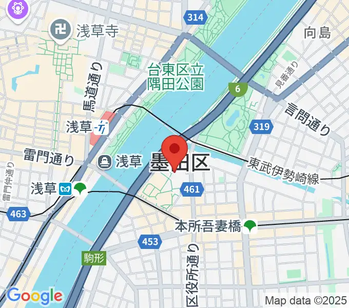 すみだリバーサイドホールの地図