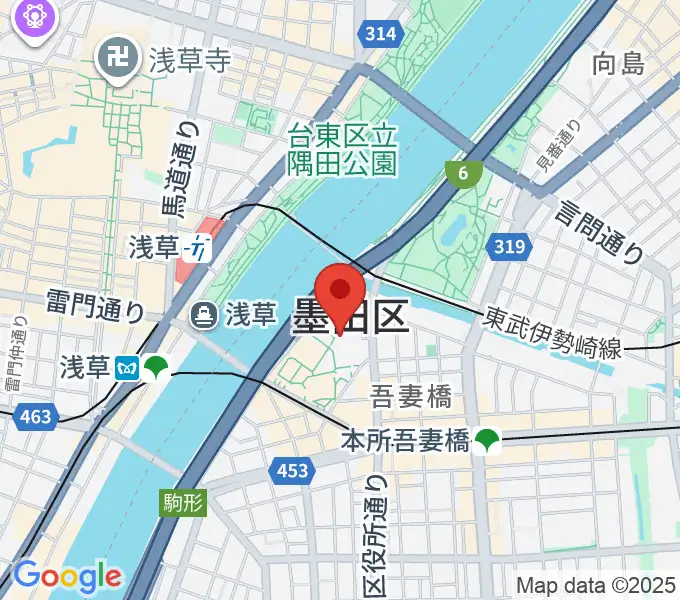 すみだリバーサイドホールの地図