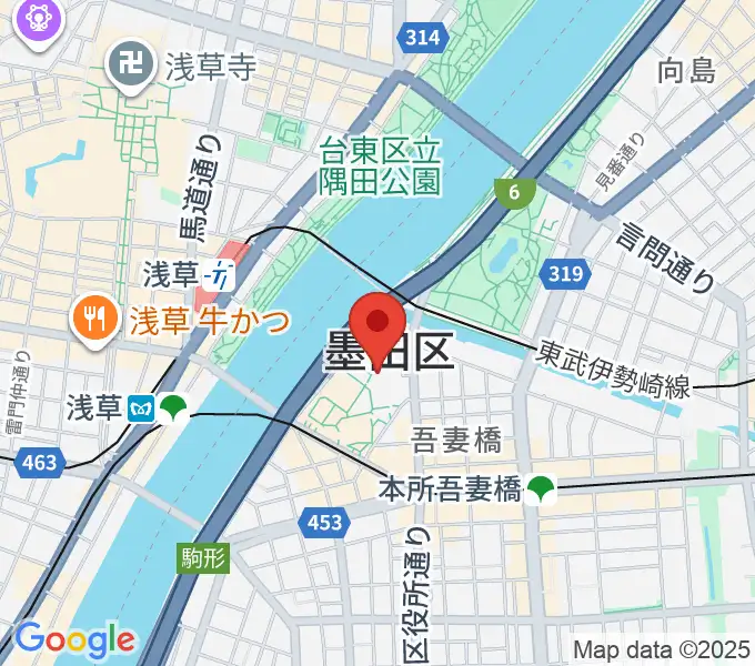 すみだリバーサイドホールの地図