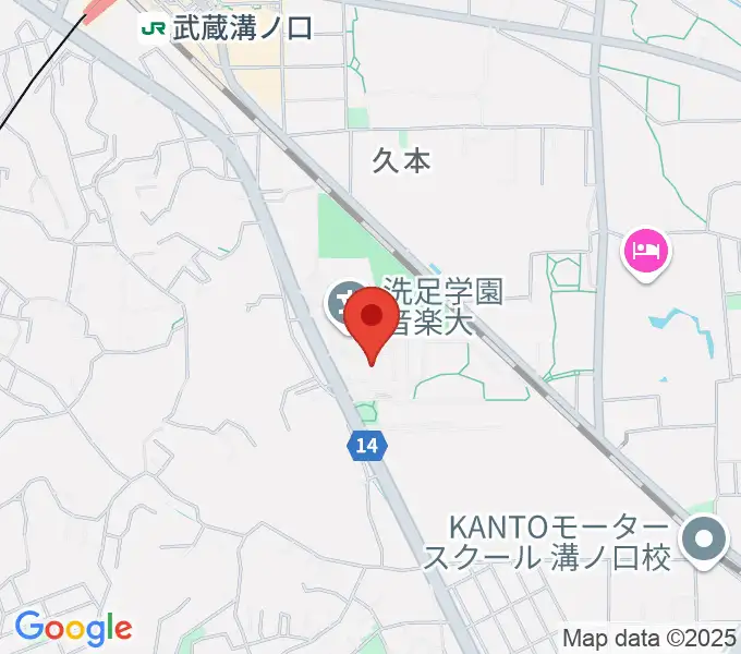 洗足学園 前田ホールの地図
