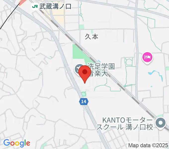 洗足学園 前田ホールの地図