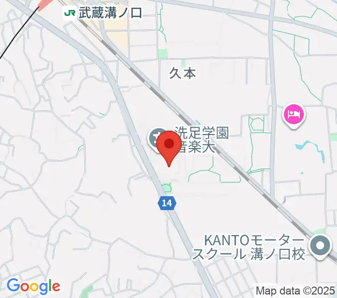 洗足学園 前田ホールの地図