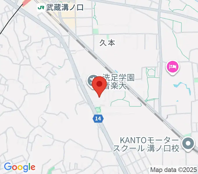 洗足学園 前田ホールの地図