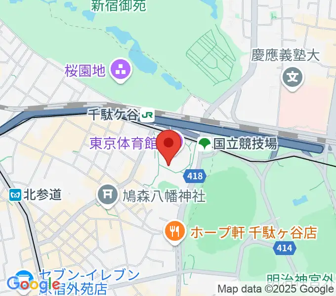 東京体育館の地図
