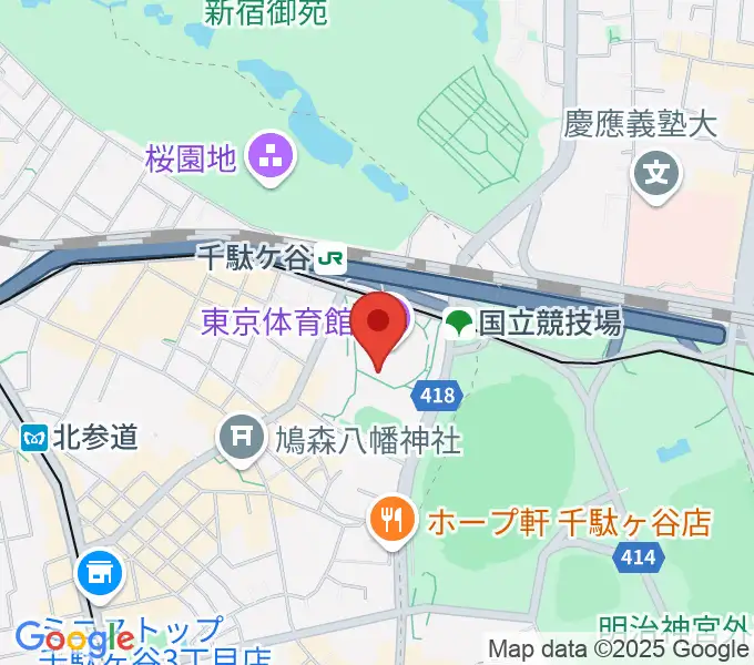 東京体育館の地図