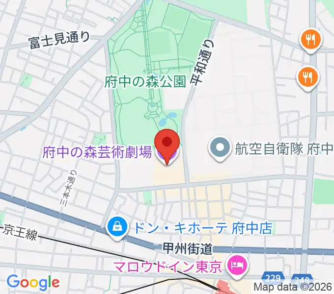 府中の森芸術劇場の地図