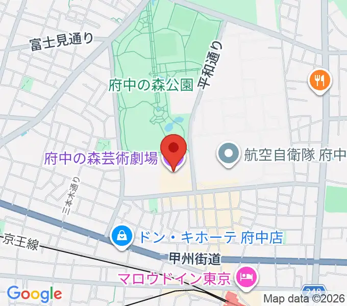 府中の森芸術劇場の地図