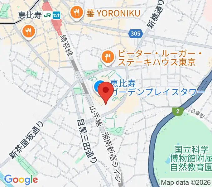 恵比寿ザ・ガーデンホール/ルームの地図