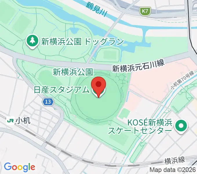 日産スタジアムの地図