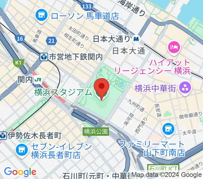 横浜スタジアムの地図