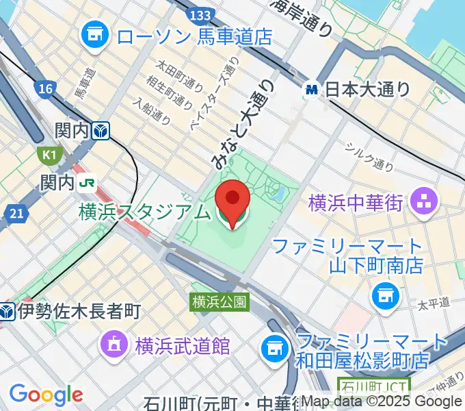 横浜スタジアムの地図