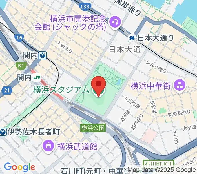 横浜スタジアムの地図