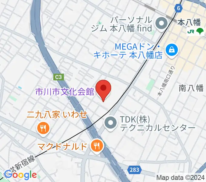 市川市文化会館の地図