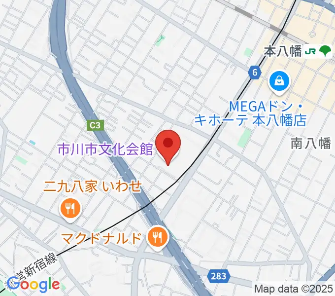市川市文化会館の地図