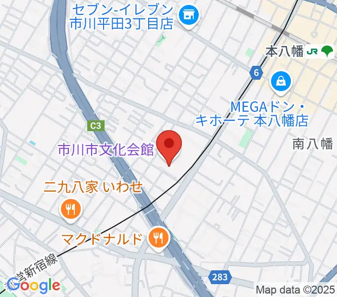 市川市文化会館の地図