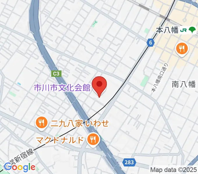 市川市文化会館の地図