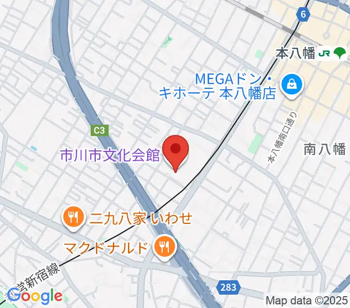 市川市文化会館の地図