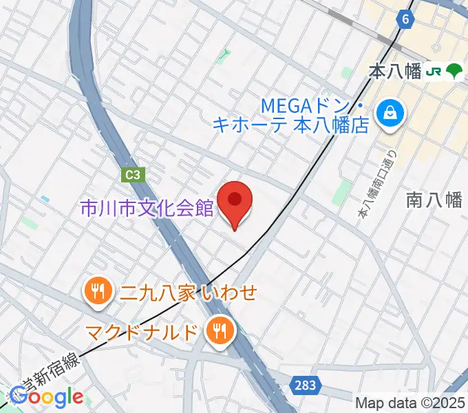 市川市文化会館の地図