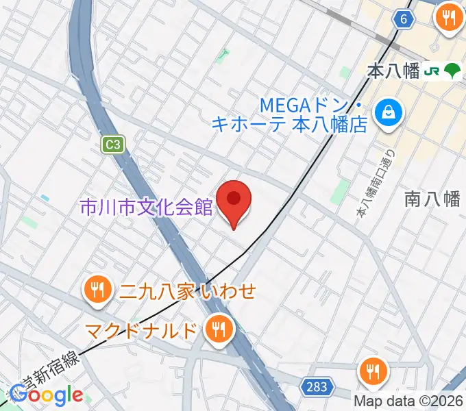 市川市文化会館の地図