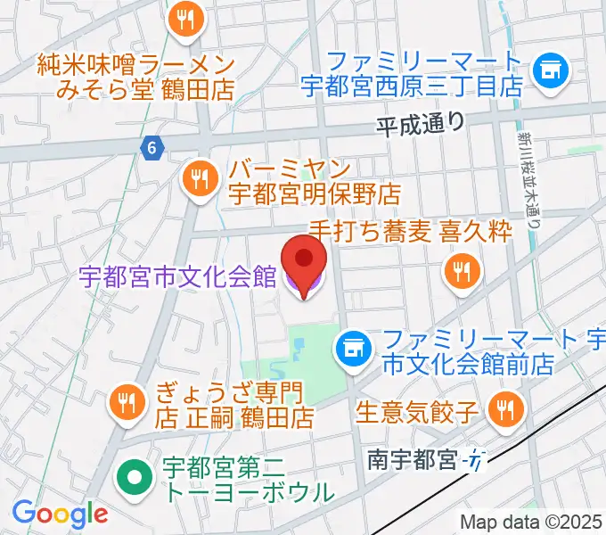 宇都宮市文化会館の地図