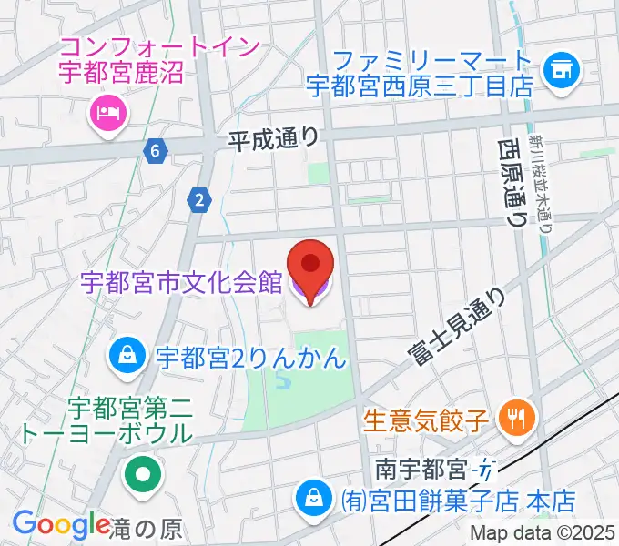 宇都宮市文化会館の地図