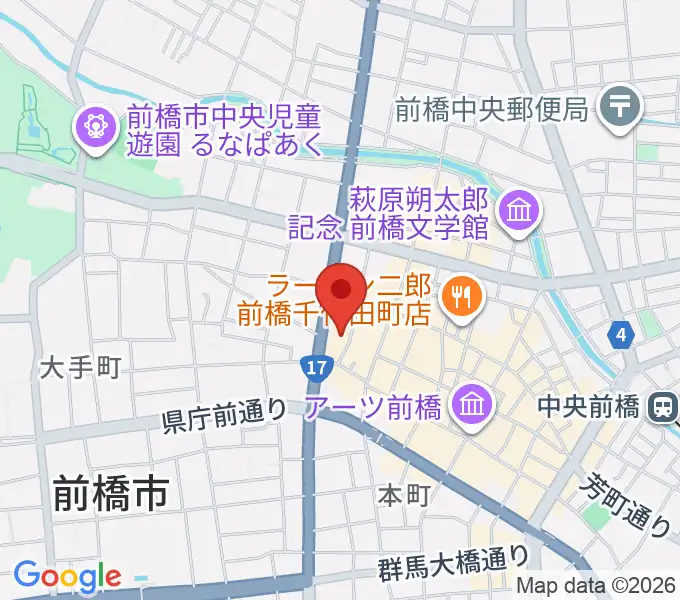 前橋テルサホールの地図
