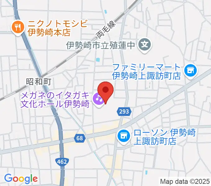 メガネのイタガキ文化ホール伊勢崎の地図