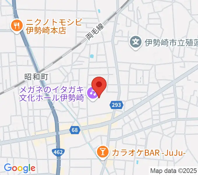 メガネのイタガキ文化ホール伊勢崎の地図