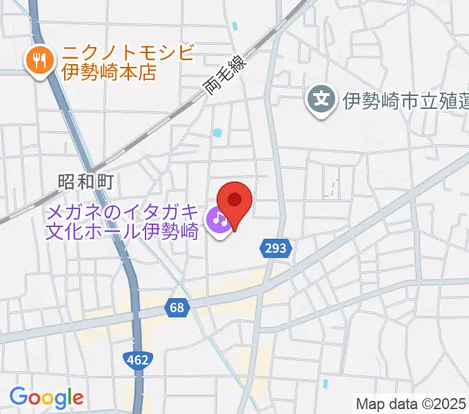 メガネのイタガキ文化ホール伊勢崎の地図