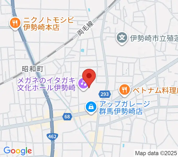 メガネのイタガキ文化ホール伊勢崎の地図