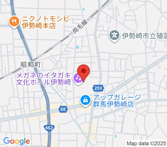 メガネのイタガキ文化ホール伊勢崎の地図