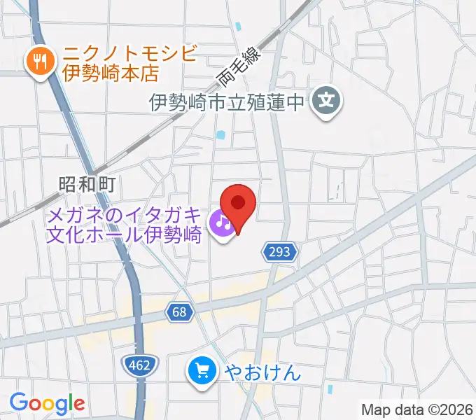 メガネのイタガキ文化ホール伊勢崎の地図