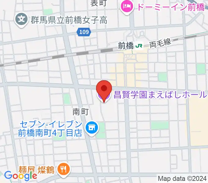 昌賢学園まえばしホールの地図