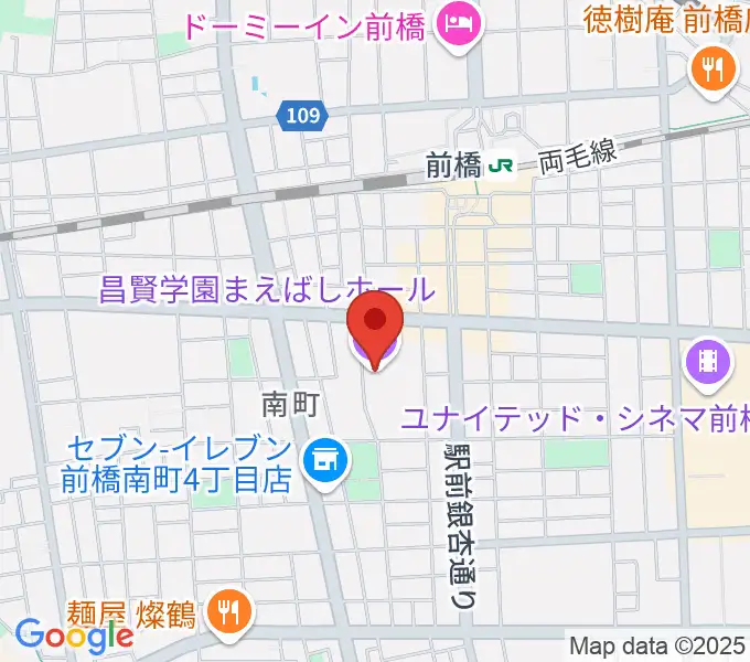 昌賢学園まえばしホールの地図