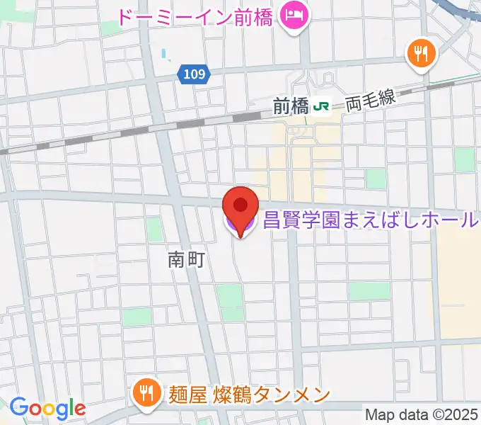 昌賢学園まえばしホールの地図