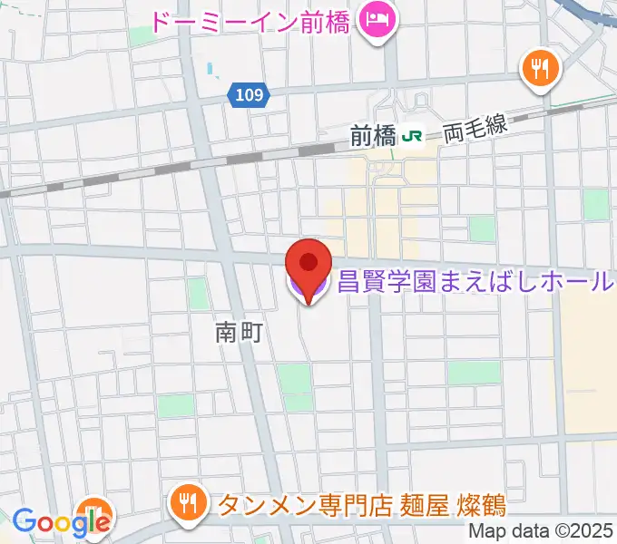 昌賢学園まえばしホールの地図
