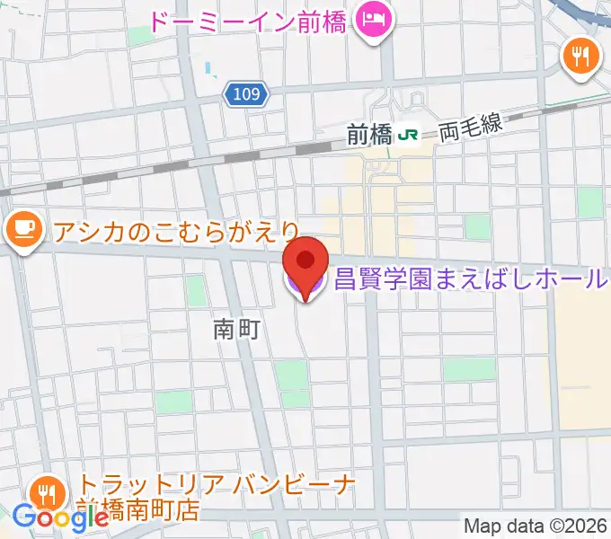 昌賢学園まえばしホールの地図