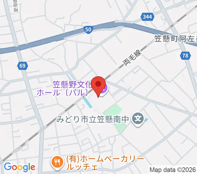 笠懸野文化ホールの地図