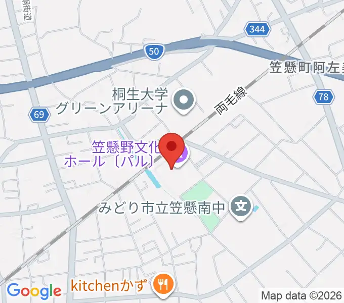 笠懸野文化ホールの地図