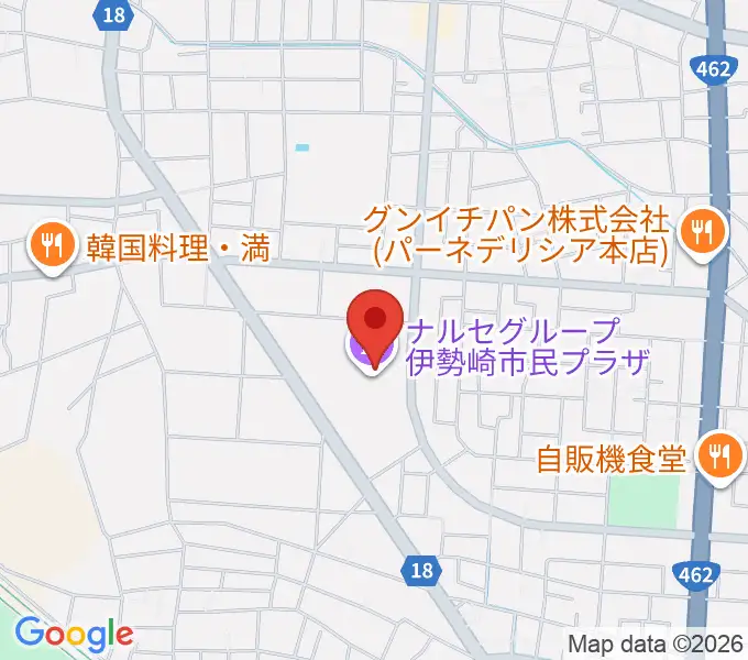 ナルセグループ伊勢崎市民プラザの地図