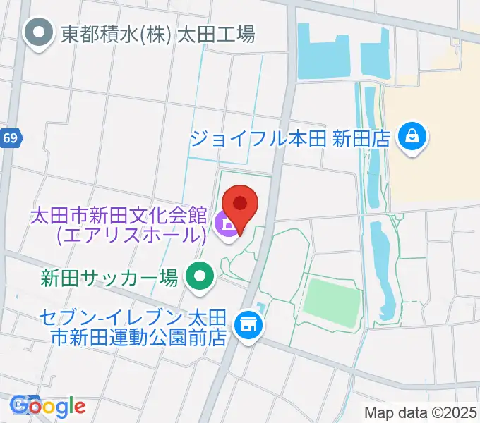 太田市新田文化会館エアリスホールの地図