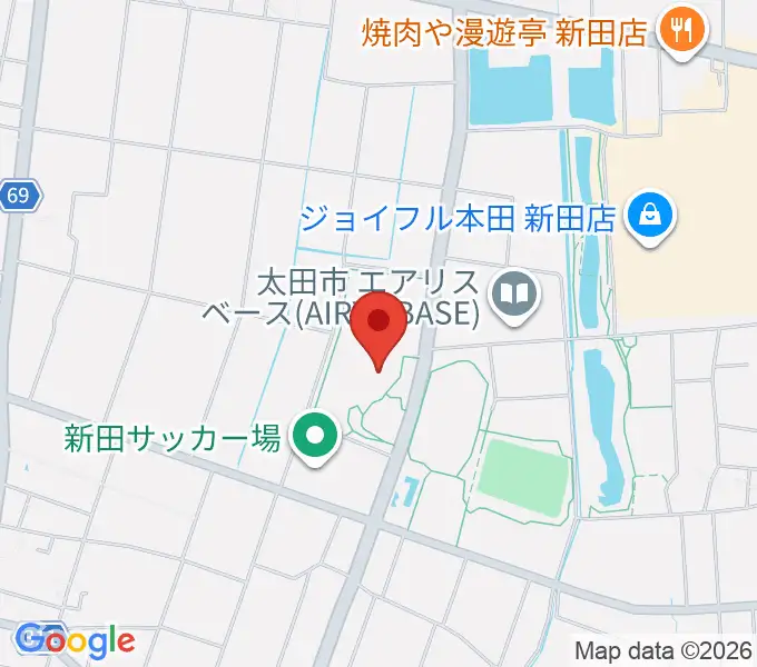 太田市新田文化会館エアリスホールの地図