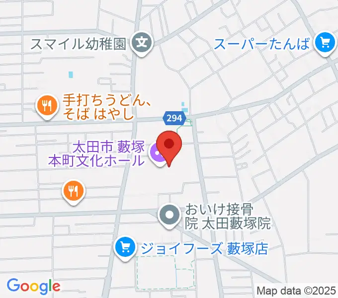 太田市藪塚本町文化ホール カルトピアの地図