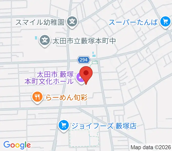 太田市藪塚本町文化ホール カルトピアの地図