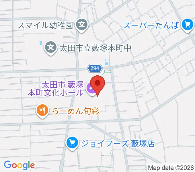 太田市藪塚本町文化ホール カルトピアの地図
