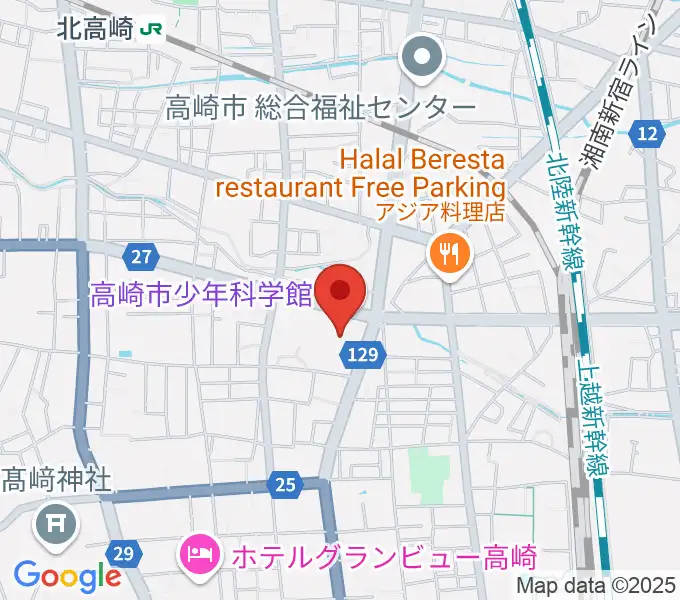 高崎市文化会館の地図