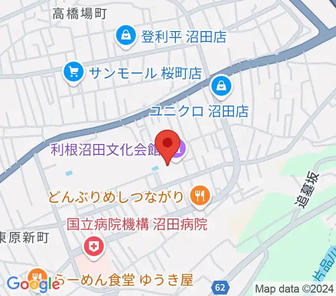 利根沼田文化会館の地図