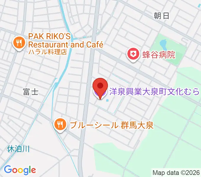 洋泉興業大泉町文化むらの地図